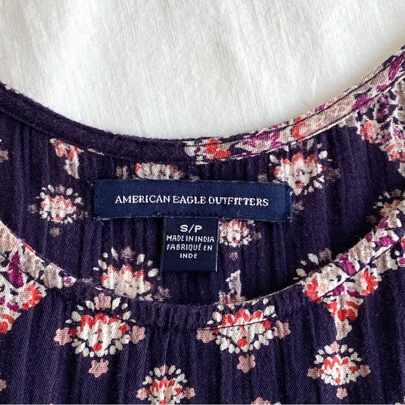 American Eagle Outfitters Boho Hippie Print Tiered Baby Doll Mini Dress Top - Picture 10 of 14